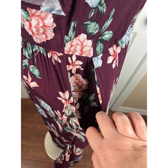 Torrid Midi Challis Shirt Dress 3X Burgundy Asymmetrical Hem Casual Button Up - Picture 8 of 10